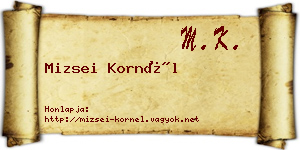 Mizsei Kornél névjegykártya